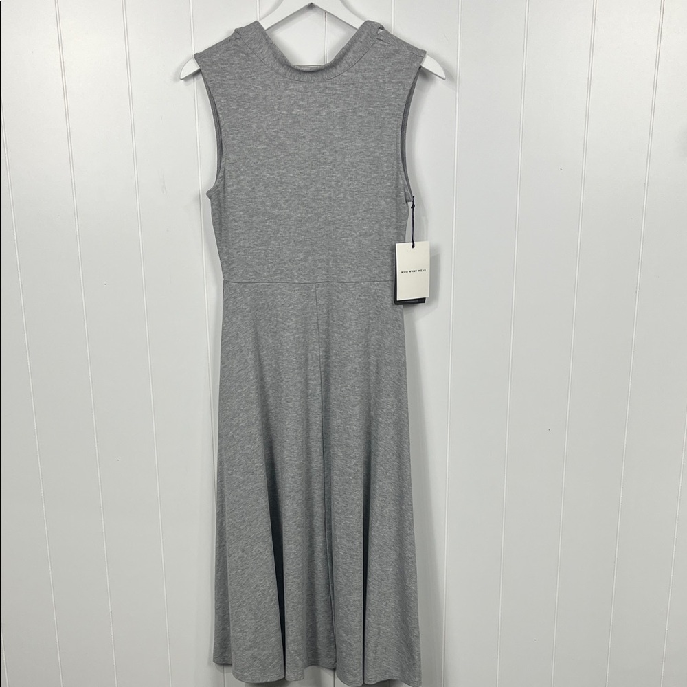 Who What Wear Womens Midi Dress S Heather Gray Pullover Flattering Fit Flare NWT